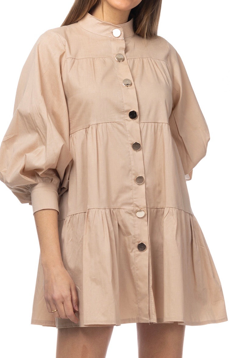 Gold Button Ruffles Dress Shirt