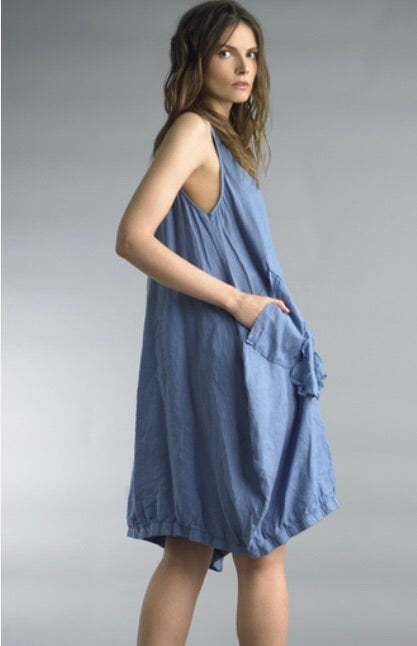 Linen Rosette Dress