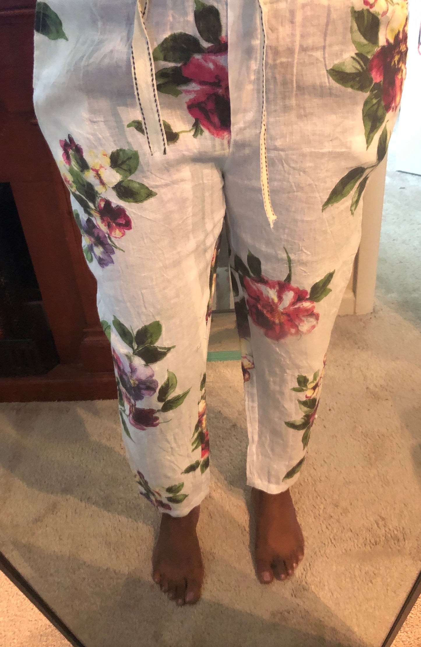 Carla Floral Linen Pants