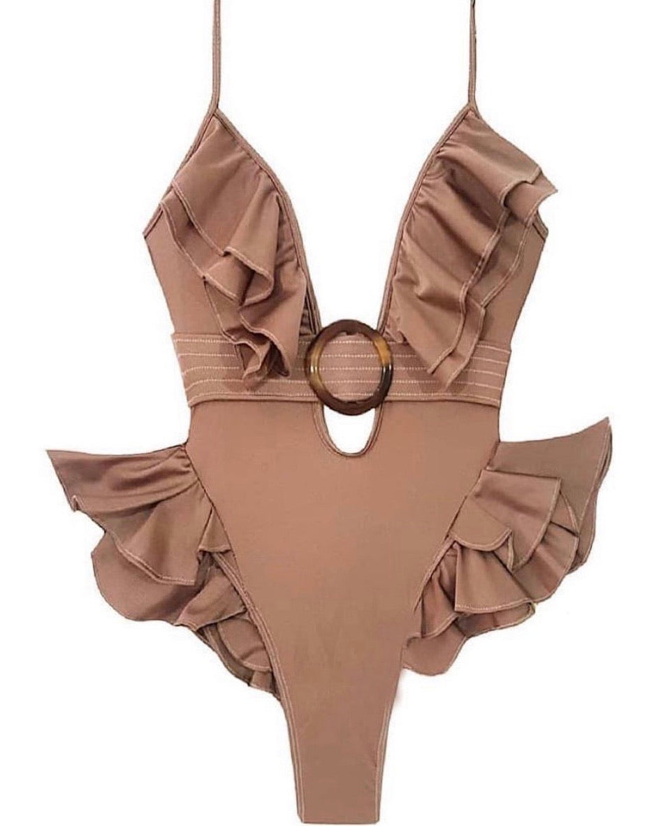 The  Sienna Belted Ruffles One Piece