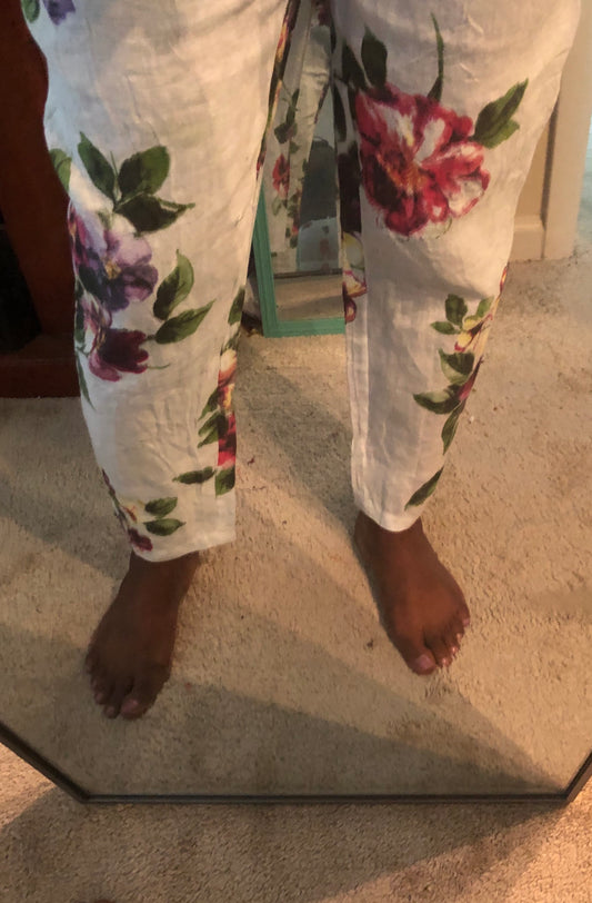 Carla Floral Linen Pants